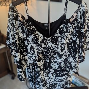 INC International Concepts Women's Monochrome Floral Blouse